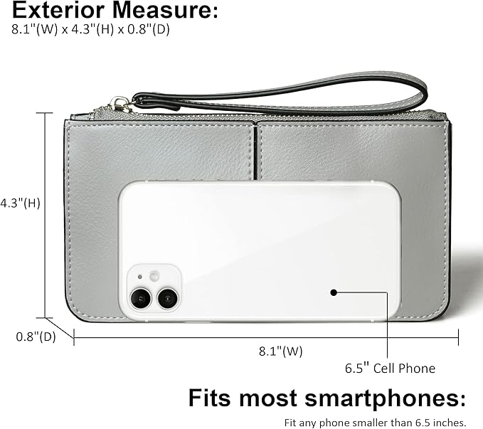 befen Genuine Leather Wristlet Clutch for Women Ultra-Slim Ladies Credit Card Holder Wallet Purses with RFID Protection