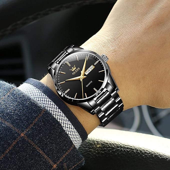 OLEVS Mens Gold Watches Analog Quartz Business Dress Watch Day Date Stainless Steel Classic Luxury Luminous Waterproof Casual Male Wrist Watches