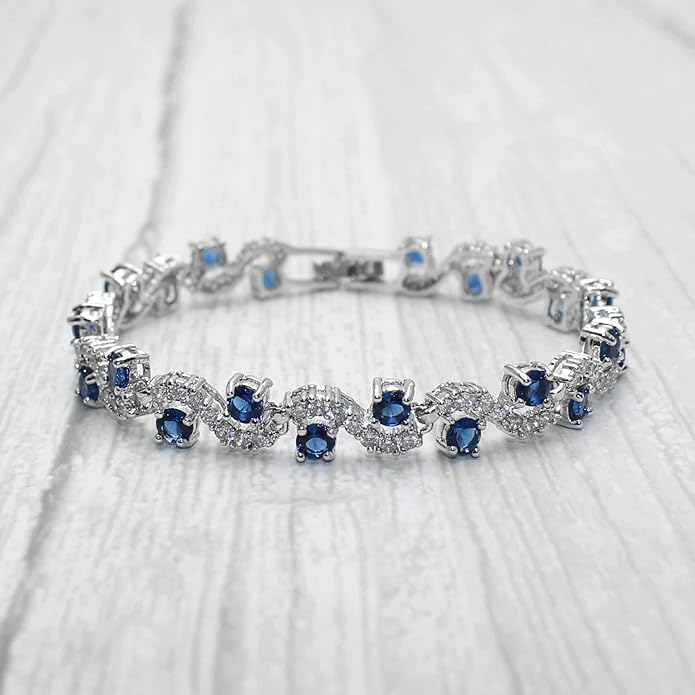 18K White gold Full Diamond Bracelet Paired with Pure Natural Moissanite Diamond Sapphire Shining and Brilliant Women's Versatile ﻿