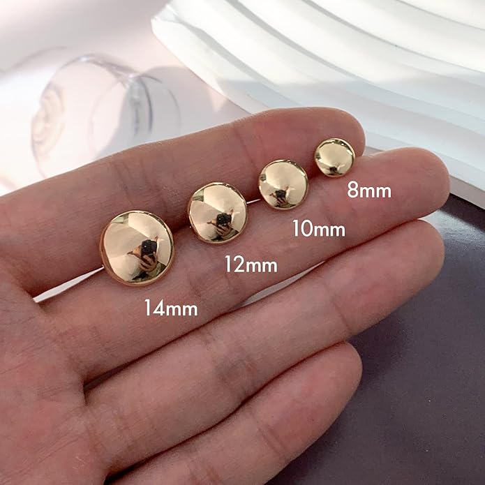 FAMARINE Dot Earrings Gold Silver Stud Earrings for Women Flat Round Earring Minimalist Earring