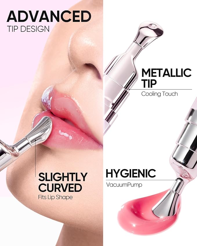 Peptide Brightening Lip Serum, Hydrating & Plumping Tinted Lip Gloss, Moisturizing Lip Balm with Polypeptides & Squalane for Glossy Sheer, Smooth Lips (05 Peach Rose)