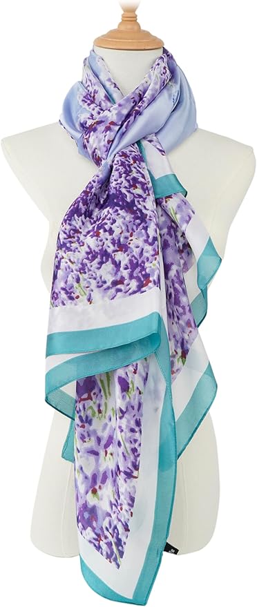 YOUR SMILE Large Mulberry Silk Feeling Long Stain Scarf Lightweight Sunscreen Shawls Wraps for Women