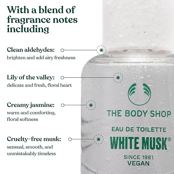 The Body Shop White Musk Eau De Toilette – Fresh, Floral Fragrance – Vegan – 1 oz