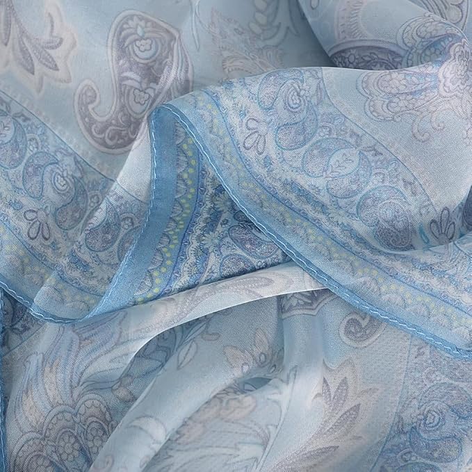 100% Mulberry Silk Women's Neck Silk Scarf-Lightweight Shawl,FLoral Print Beach Silk Wrap-Scarves for Photography