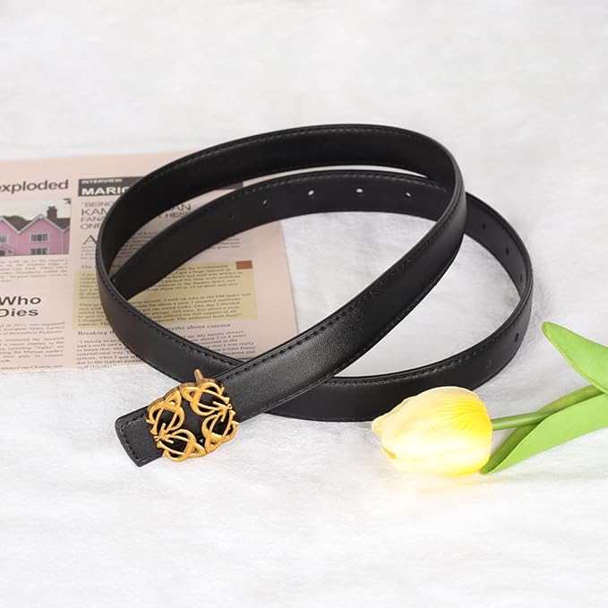 Relang Women's Belts with Gold Buckle, Fashion Waist Band, Elegant Ladies' Belt, Gift for Women