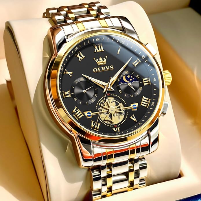 OLEVS Mens Watches Waterproof Stainless Steel Adjustable Bracelet Watch Quartz Analog Watch for Men Fashion Business Classic Mens's Wrist watch's Casual Watches Gold/Blue/Black/White/Face/Dial