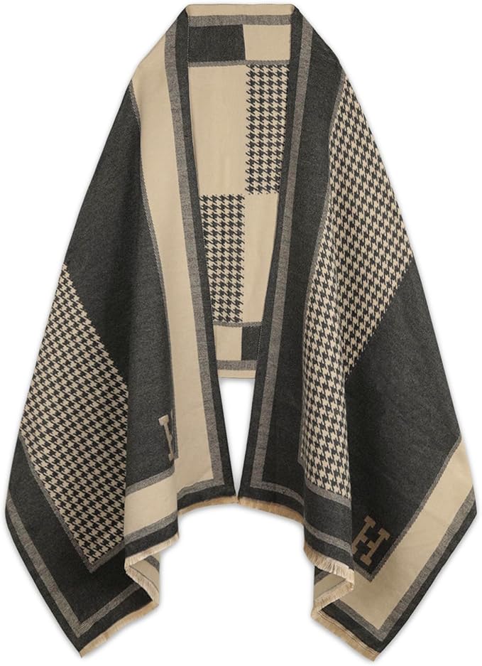 EXTREE Scarfs for Women Pashmina Silky Shawl Wrap for Evening Dressing Blanket Open Front Poncho Cape