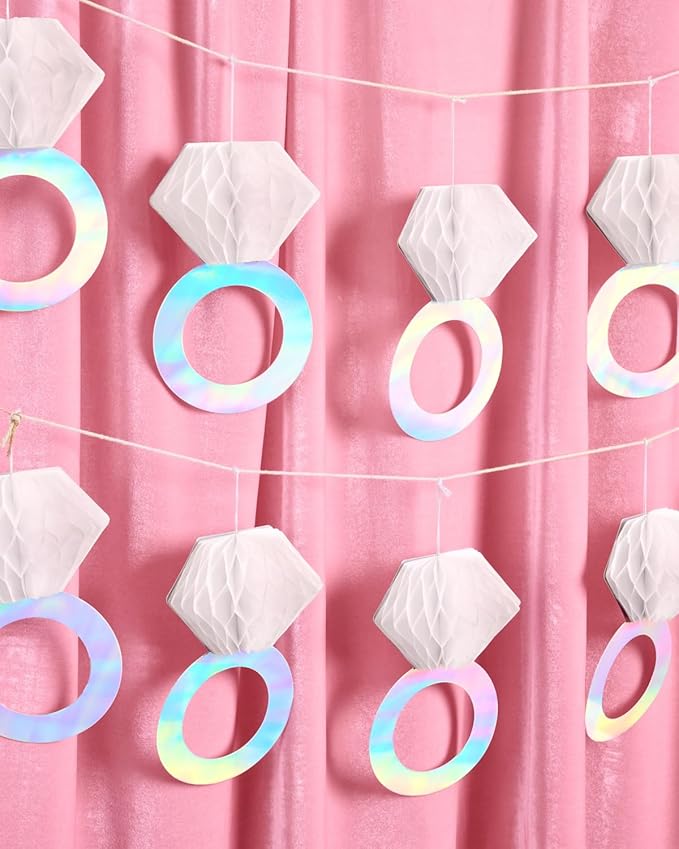 xo, Fetti Diamond Ring 3D Banner - 5 Ft. | Engagement Party Decoration, Tying The Knot Proposal Decor, Bachelorette Backdrop, Just Married, Bridal Shower, She Said Yes