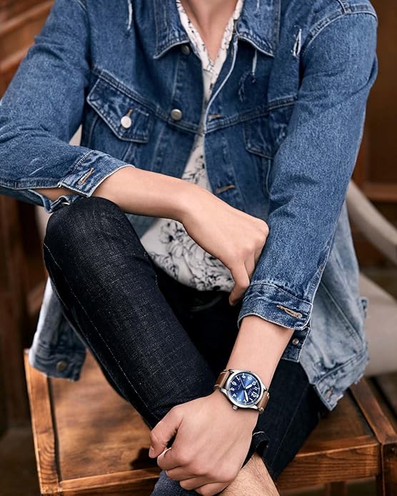CIVO Analog Wrist Watches for Men: Waterproof Stainless Steel Mens Watches - Silver Watch with Easy Read Dial Men's Watch for Gift