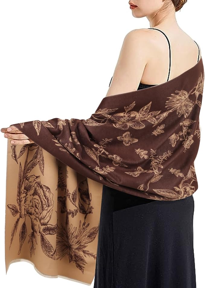 EXTREE Scarfs for Women Pashmina Silky Shawl Wrap for Evening Dressing Blanket Open Front Poncho Cape