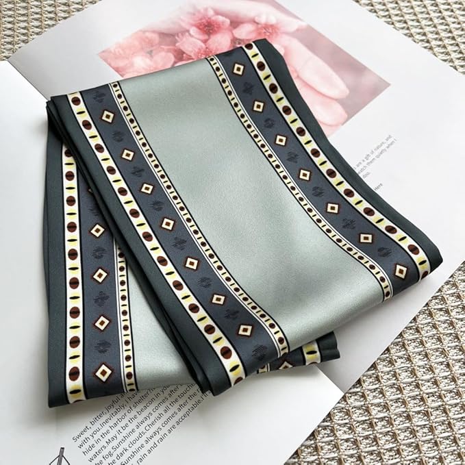 Silk Head Scarf for Hair Fashion Headwrap for Women Lightweight Neck Tie