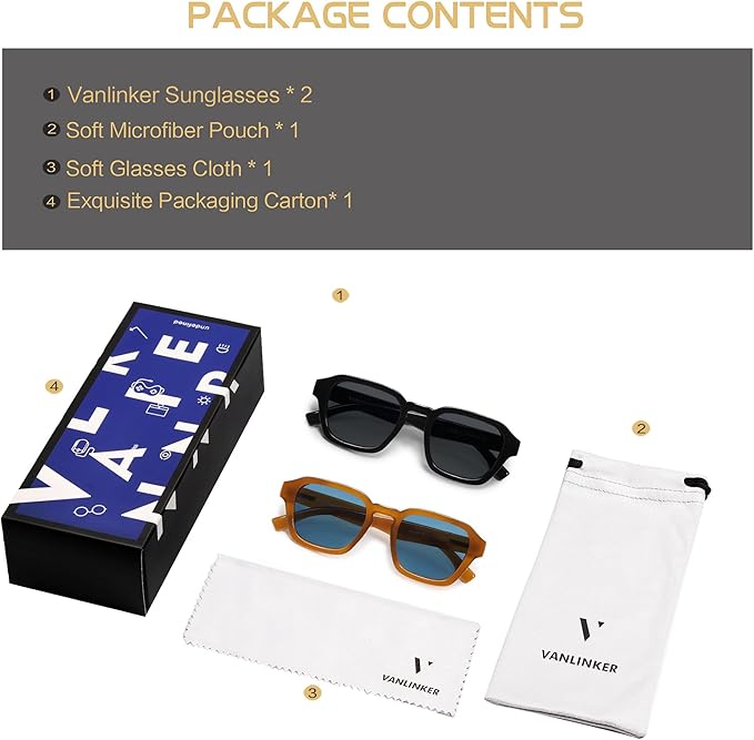 VANLINKER Retro Vintage Polarized Trendy Small Square Sunglasses for Women Men 2025 Fashion Shades VL9858