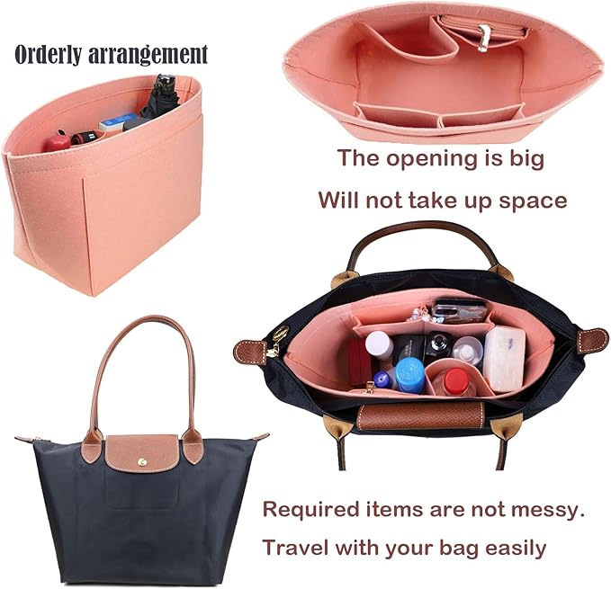 Lckaey Purse Organizer Insert for Le Pliage Neo Handbags Insert Organizer1012pink-S