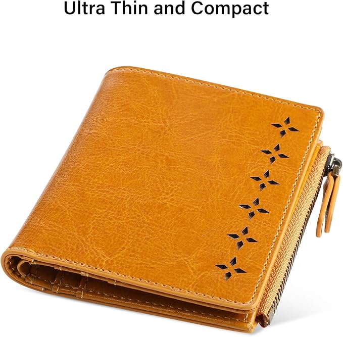 Lavemi Ultra Thin Small Compact Leather Womens Girls Wallets RFID Blocking Credit Card Holder for Women