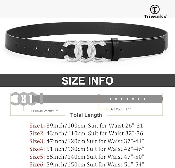 TRIWORKS 3 Pack Women's Belts for Jeans Pants Fashion Waist Belts for Ladies Leather Belts