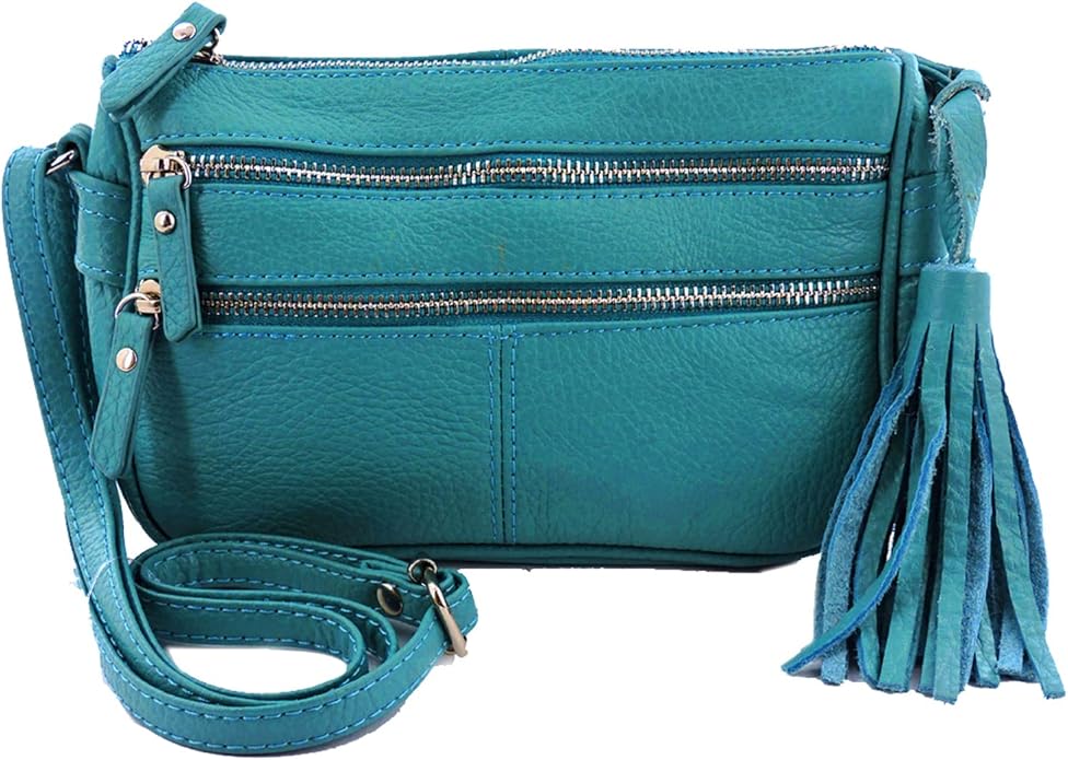 Cowhide Leather Women's Shoulder Purse Small Cross Body Organizer Bag with Many Pockets