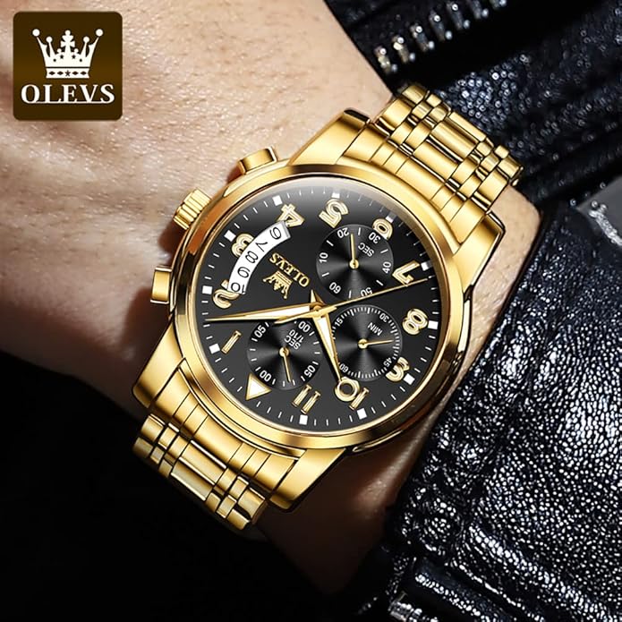 OLEVS Mens Watches Waterproof Stainless Steel Adjustable Bracelet Watch Quartz Analog Watch for Men Fashion Business Classic Mens's Wrist watch's Casual Watches Gold/Blue/Black/White/Face/Dial