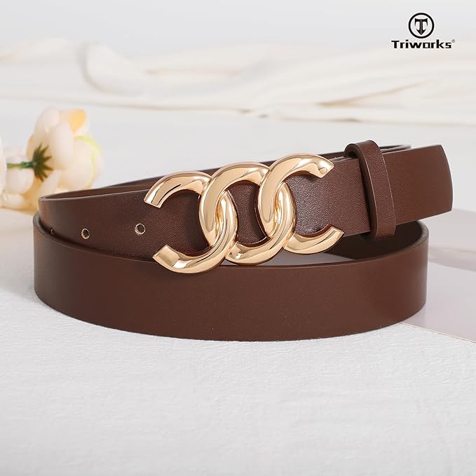 TRIWORKS 3 Pack Women's Belts for Jeans Pants Fashion Waist Belts for Ladies Leather Belts