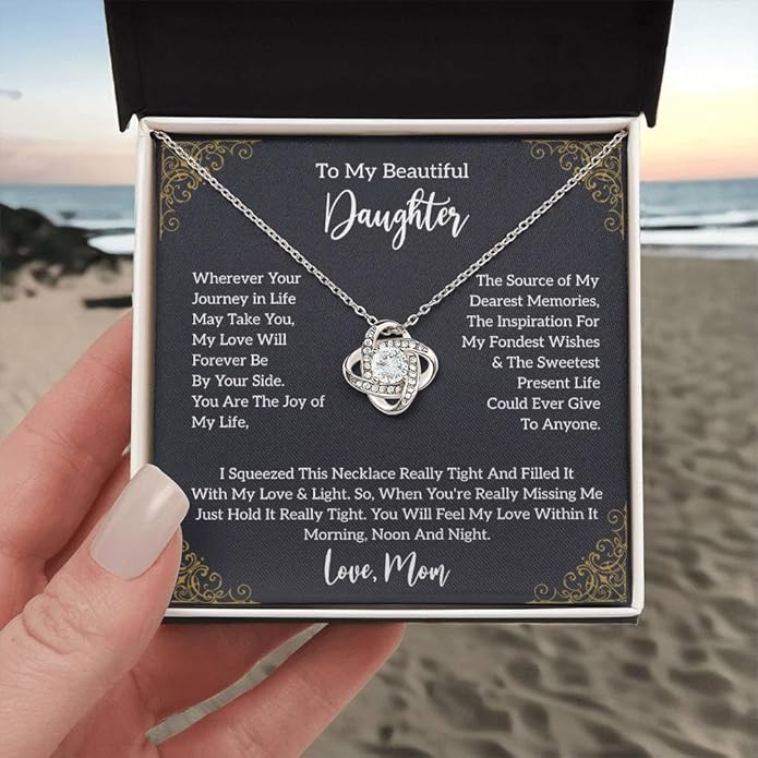 VIRAGIL To My Daughter Gift Necklace From Dad or Mom - Badass Daughter Jewelry With Heartfelt Message & Elegant Box