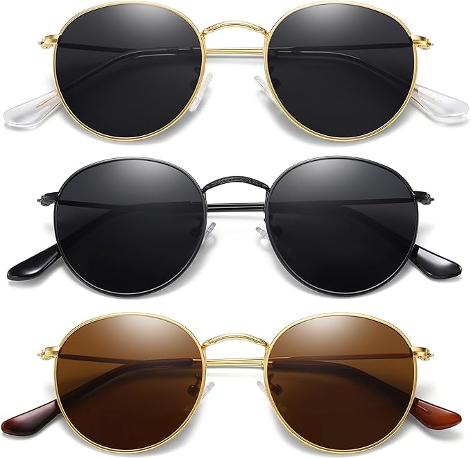 MEETSUN Round Polarized Sunglasses for Women Men Classic Retro Metal Frame Sun Glasses UV Protection