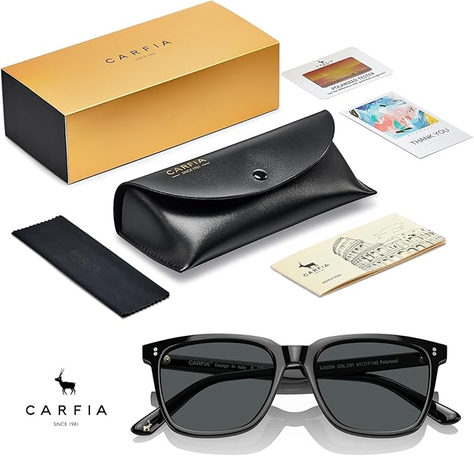 CARFIA Polarized Sunglasses for Women: Acetate, Small/Medium Size, UV400 Anti Glare CA5354