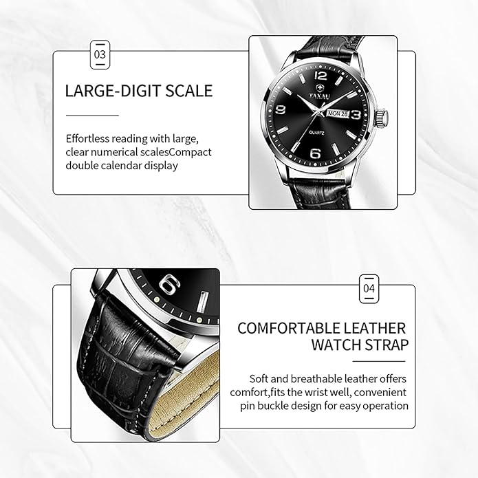 Watches for Men Adjustable Large Arabic Numerals Mens Watches Waterproof Band with Date Popular Quartz Men's Wrist Watch