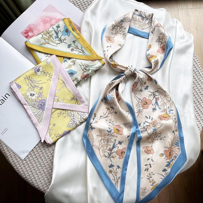 Silk Head Scarf for Hair Fashion Headwrap for Women Lightweight Neck Tie