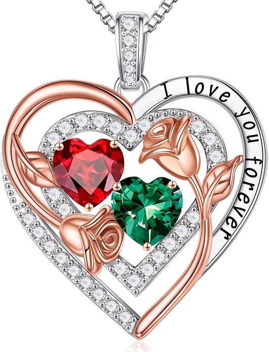 Iefil Mothers Day Gifts for Wife - Sterling Silver Birthstone Necklace Birthday Gifts for Her Wife