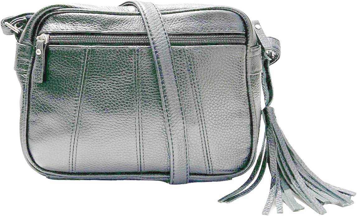 Cowhide Leather Women's Shoulder Purse Small Cross Body Organizer Bag with Many Pockets