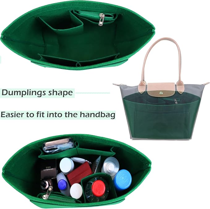 Lckaey Purse Organizer Insert for longchamp le pliage large Handbags Insert Organizer 1012green-M