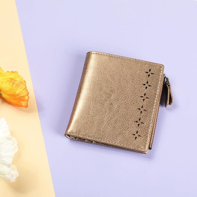Lavemi Ultra Thin Small Compact Leather Womens Girls Wallets RFID Blocking Credit Card Holder for Women