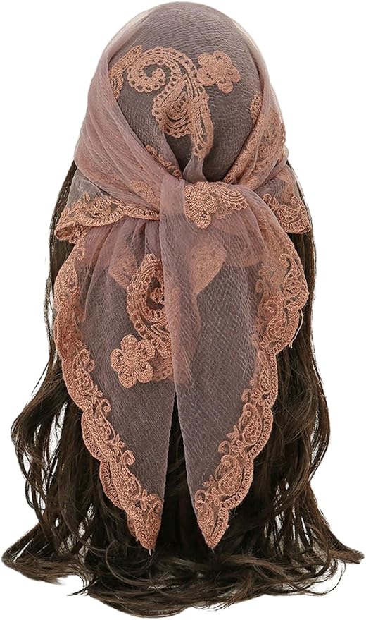 Floerns Women's Flower Embroidery Hair Scarf Headband Sheer Lace Hair Bandana