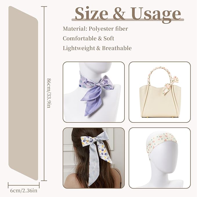 4 Pack Purse Scarf Handbags Skinny Twill Hair Scarves Narrow Neck Scarf Band Women Fashion Accessories Bag Charms