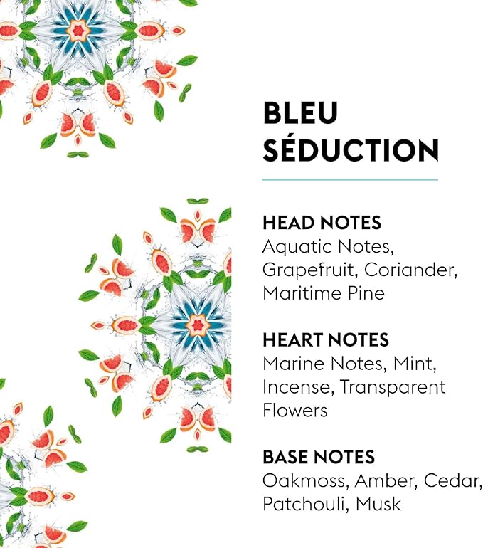 MAISON BERGER Bleu Séduction Lampe Berger Refill, 500 ml (16.9 fl oz), 2-in-1 Catalytic System, Neutralizes Odors and Diffuses Fragrance, Aquatic Notes, Grapefruit, Marine Pine, Made in France
