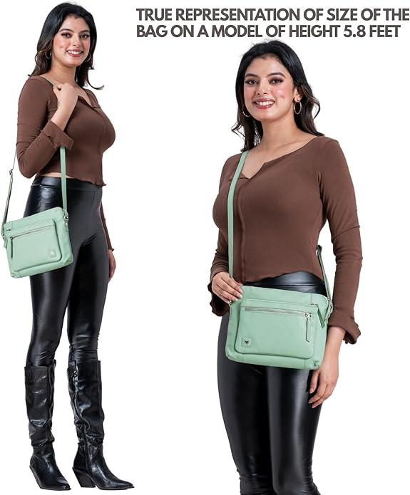 Wise Owl Accessories Small Soft Pebbled Real Leather Crossbody Handbags Purses Sling Crossover Shoulder Bag