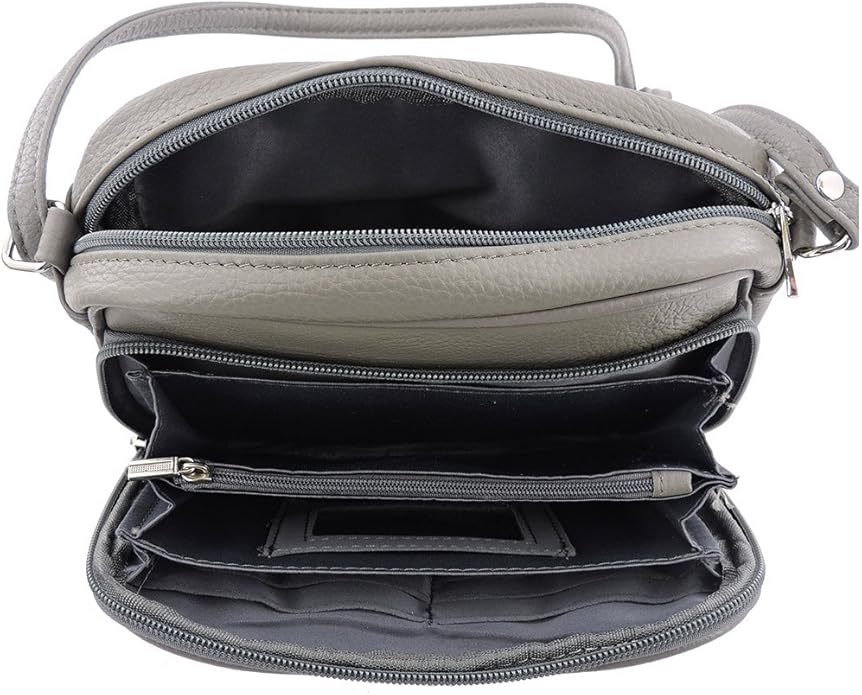 Cowhide Leather Women's Shoulder Purse Small Cross Body Organizer Bag with Many Pockets
