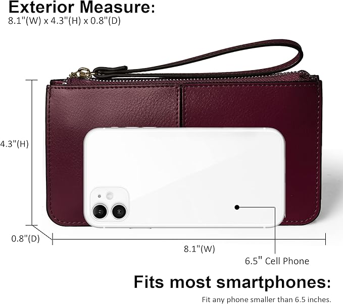 befen Genuine Leather Wristlet Clutch for Women Ultra-Slim Ladies Credit Card Holder Wallet Purses with RFID Protection