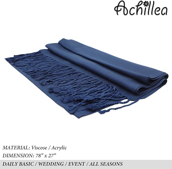 Achillea Soft Silky Pashmina Scarf for Women – Shawl Wrap for Evening Dresses, Bridesmaids, Weddings & Everyday Wear