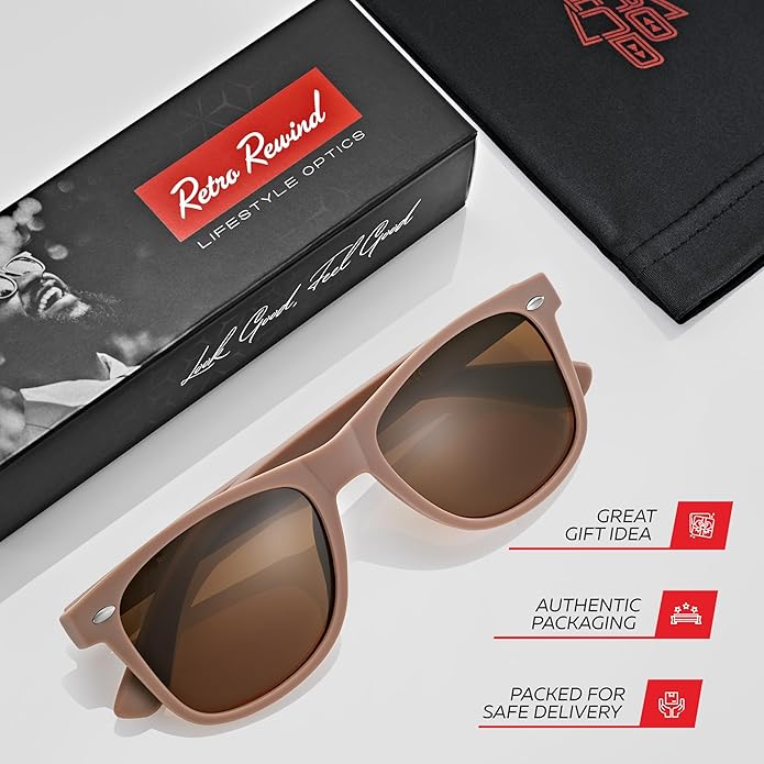 Retro Rewind Polarized Sunglasses for Men and Women - UV Protection Classic Sun Glasses
