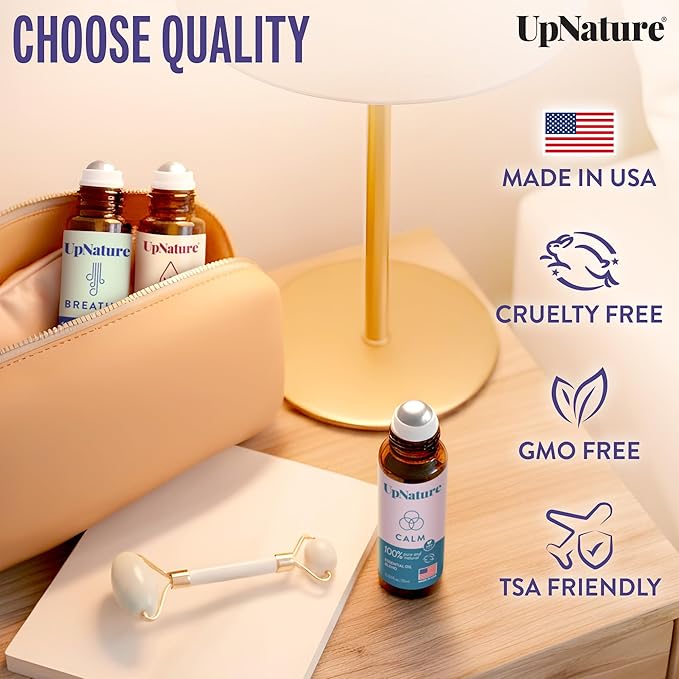 UpNature Self Care Gifts for Women Essential Oils Roll On Set – Galentines & Valentines Day Gifts for Her Mom Wife - Breathe, Beauty & Calm Oil Roller for Aromatherapy and Relaxation