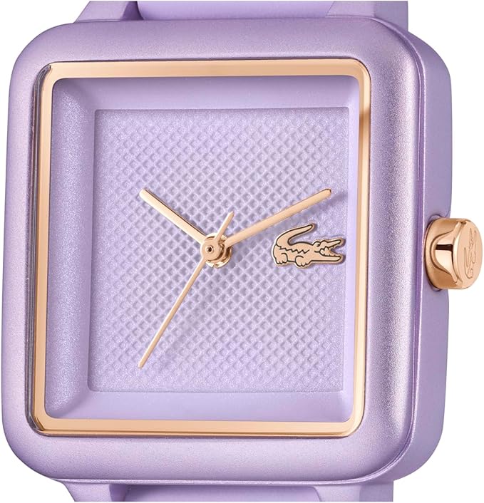 Lacoste.12.12 Flow Women's 3H Quartz Watch - Slim Silicone Strap - Square Case - Water Resistant up to 3ATM/30 Meters - Minimalist Elegance for Her - 26mm