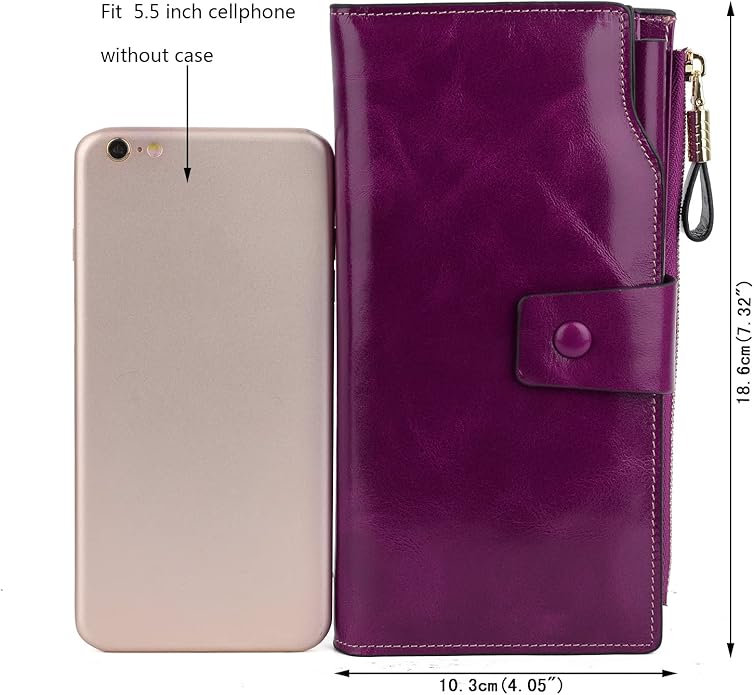 YALUXE Women's Genuine Leather Wallet RFID Blocking Multi Card Holder with Cell Phone Pocket Mothers Day Gifts