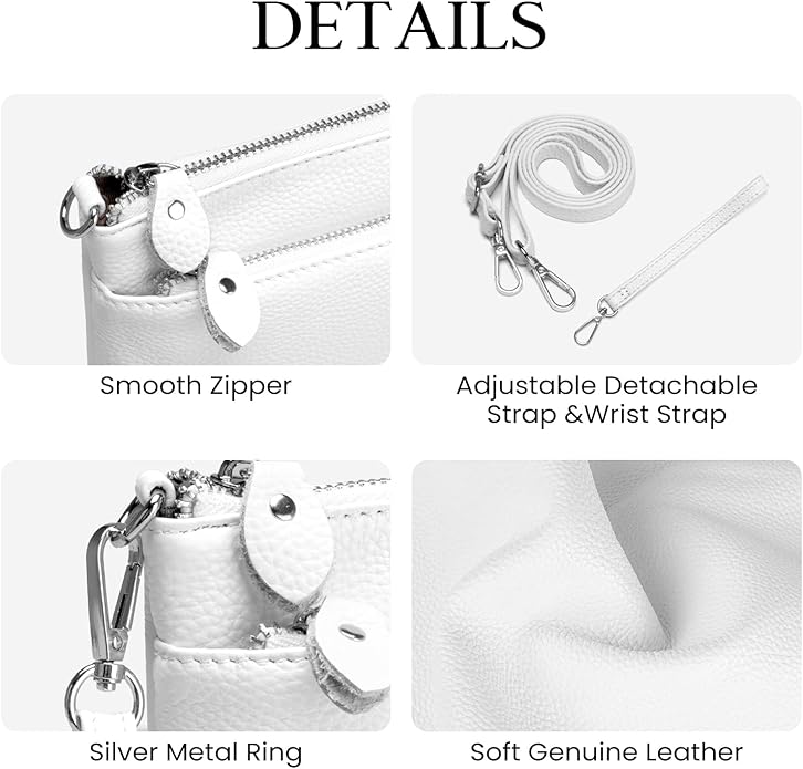 befen Genuine Leather Wristlet Clutch Wallet Purses with RFID Blocking, Small Crossbody Bags Shoulder Handbag for Women