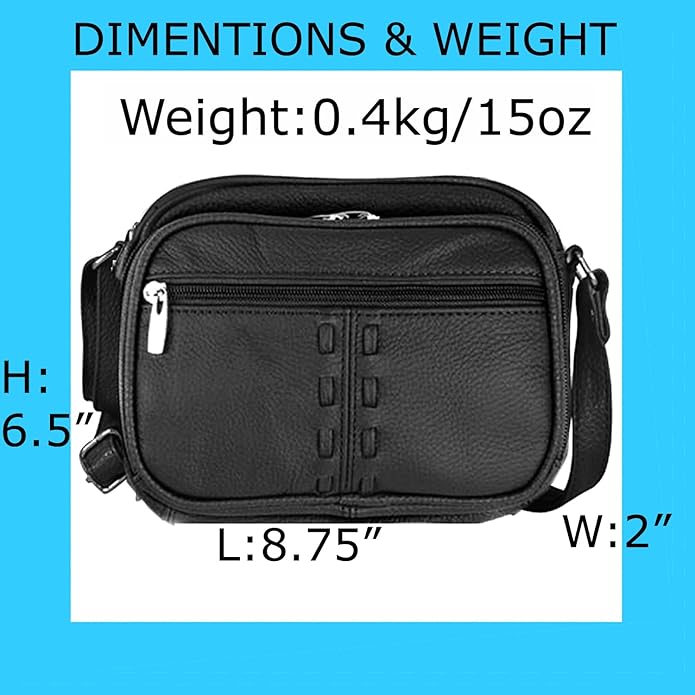 Cowhide Leather Women's Shoulder Purse Small Cross Body Organizer Bag with Many Pockets