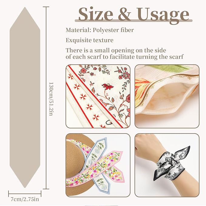 1 Pack Purse Scarf Handbags Skinny Twill Hair Scarves Narrow Neck Scarf Band Women Fashion Accessories Bag Charms