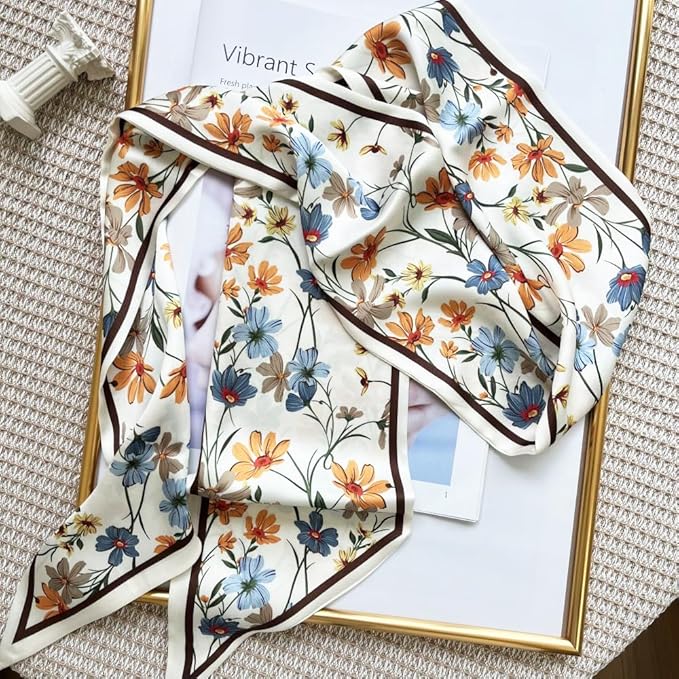 Silk Head Scarf for Hair Fashion Headwrap for Women Lightweight Neck Tie