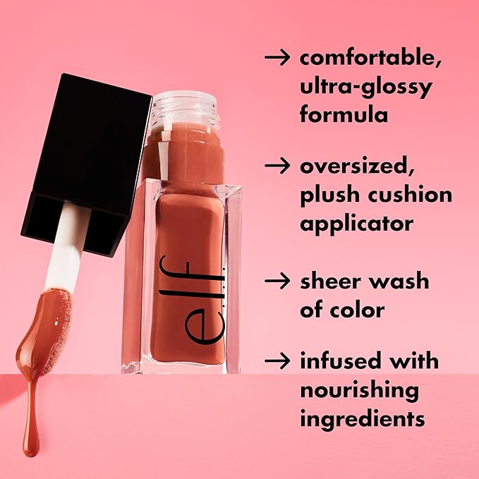 e.l.f. Glow Reviver Lip Oil, Nourishing Tinted Lip Oil For A High-shine Finish, Infused With Jojoba Oil, Vegan & Cruelty-free, Crystal Clear
