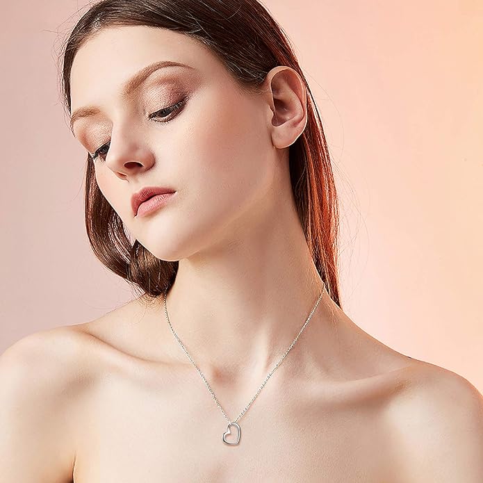 Solid 14k Gold Heart Necklace for Women, Fine Gold Love Jewelry Gifts for Wife/Mother/Girlfriend, Birthday Pesent for Her, 16+2 Inch