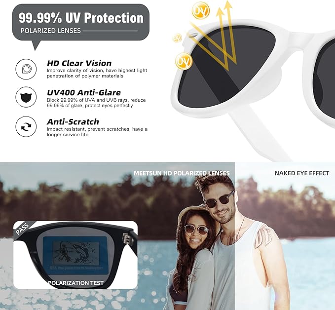 MEETSUN Polarized Sunglasses for Women Men Classic Retro Square Frame Driving Sun Glasses UV Protection