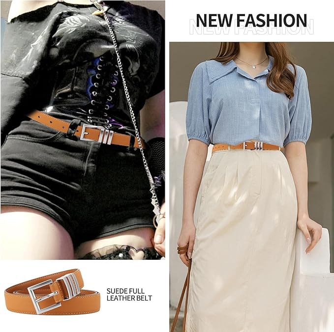 TINIDI Women Genuine Leather Belt for Jeans Pants Dress Fashion Ladies Waist Belt with Gold Buckle